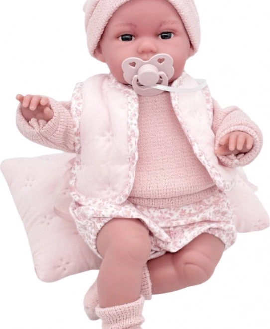 păpușă realistă bebeluș cu funcție de mișcare și corp din material textil moale 34 cm