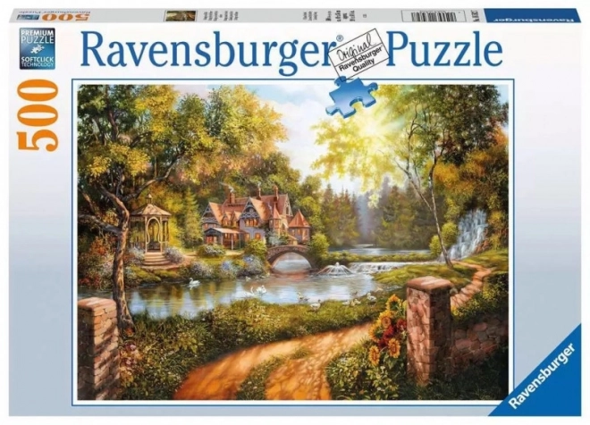 Puzzle Ravensburger cabana lângă râu 500 piese