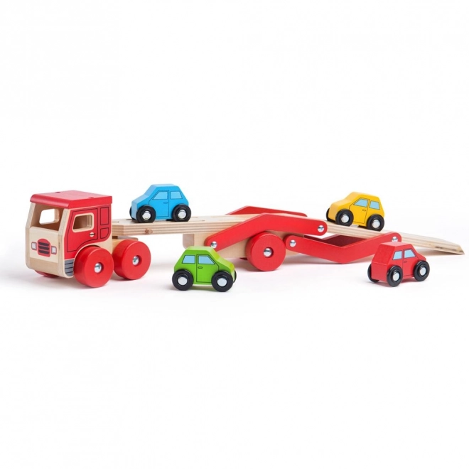 Camion din lemn cu mașinuțe Bigjigs Toys