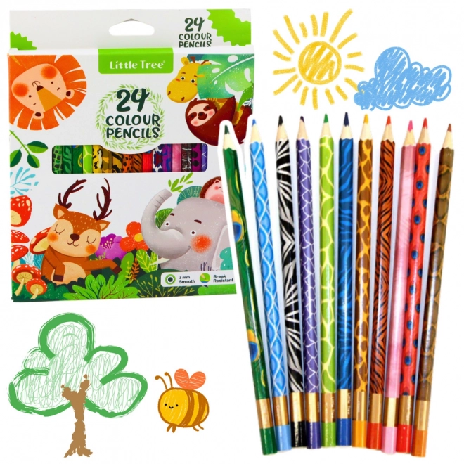 Set de creioane pastelate colorate din lemn pentru școală 24 buc