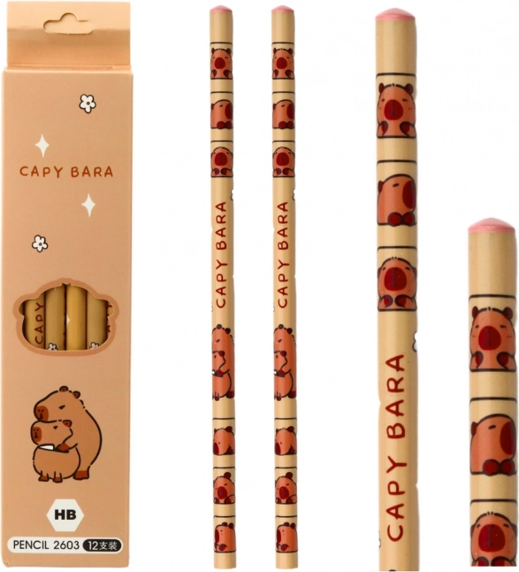 Set creioane de schiță cu motif capibara 12 bucăți