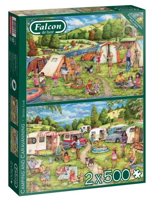 Puzzle Falcon camping și drumeții 2x500 piese