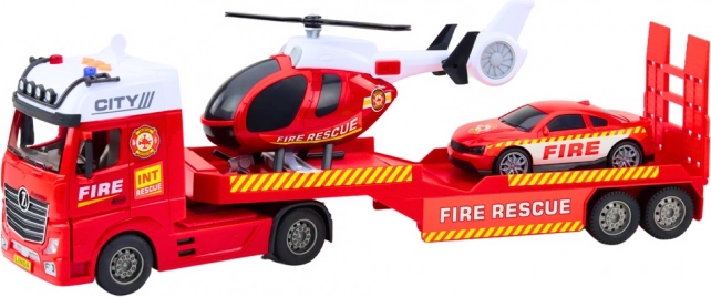 Set de Pompieri pentru Copii cu Camion, Elicopter și Mașină de Pompieri