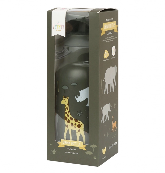 A Little Lovely Company Sticlă de băut din oțel inoxidabil 500 ml – Animale din savană
