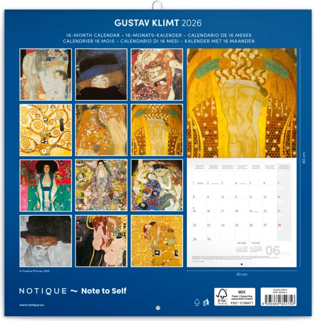 Calendar cu notițe cu imagini de Gustav Klimt 2026