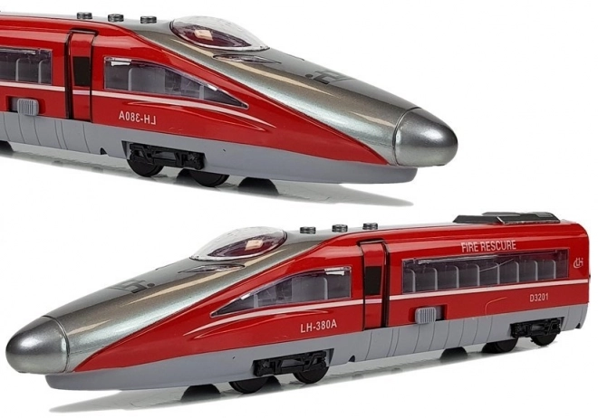 Tren Pendolino cu tragere roșu cu sunet și lumini