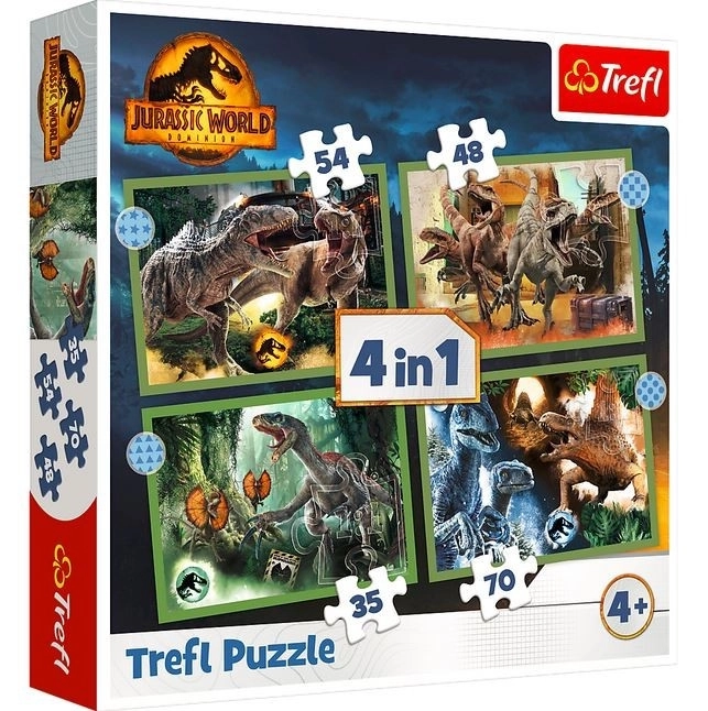 Puzzle 4 în 1 Dinozauri periculoși Jurassic World