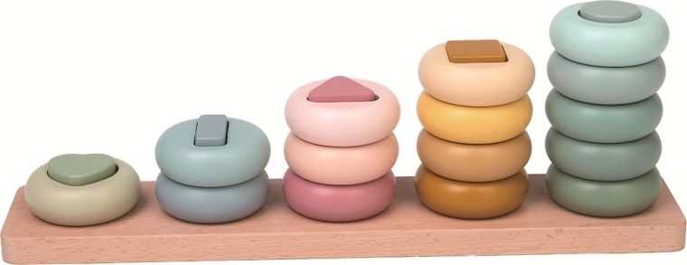2kids toys placă din lemn pentru sortarea formelor – jucărie Montessori în culori pastel