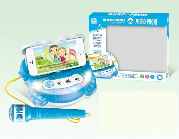 Microfon karaoke albastru cu lumini