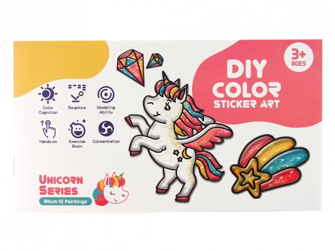 Autocolante fereastră mobila unicorn DIY cu 8 culori și sclipici