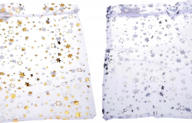 Săculeț din organza cu motiv de stele 20x30 cm Decorațiuni de Crăciun