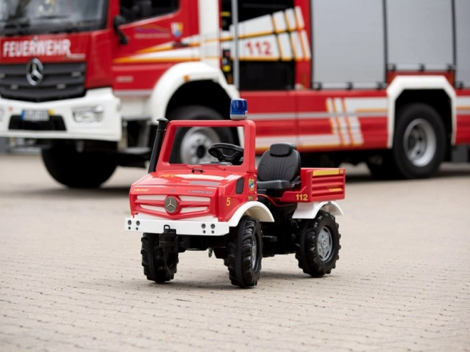 Mașină de pompieri pentru copii Mercedes Unimog cu pedale