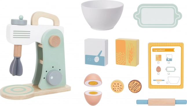 Mixer de bucătărie din lemn cu accesorii 11 buc de la WOOPIE GREEN