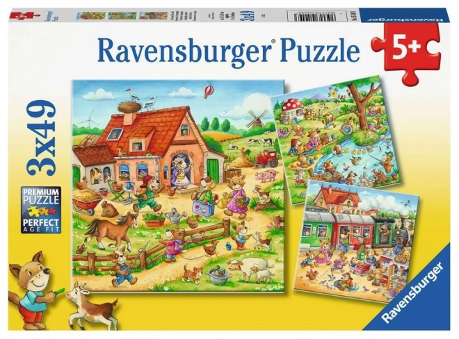 Puzzle Ravenburger Vacanță la țară 3x49 piese