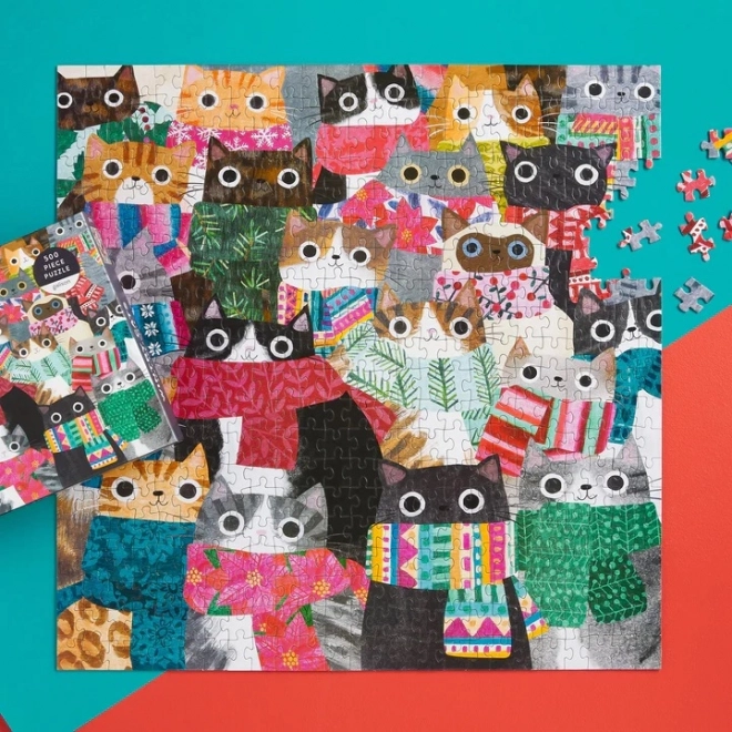 Puzzle de iarnă cu pisici