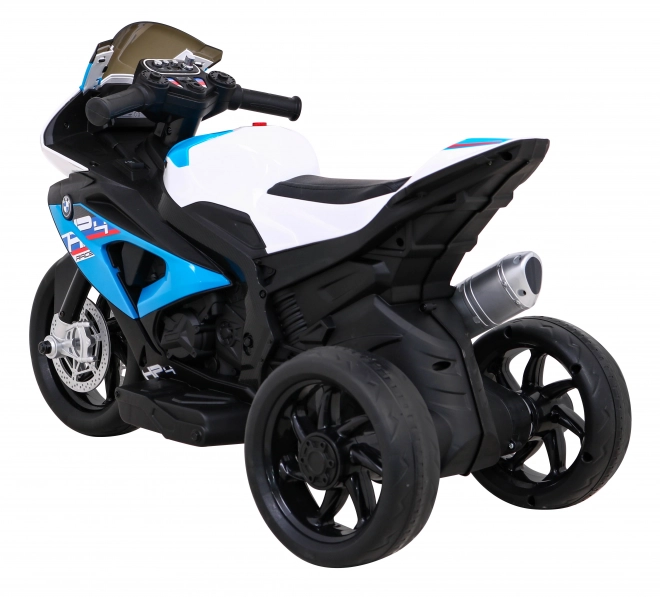 BMW HP4 Motocicletă pentru copii pe baterie Albastru + 3 roți + LED + MP3 USB + Piele Eco