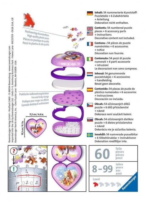 Puzzle 3D inimă cu design cai de la Ravensburger