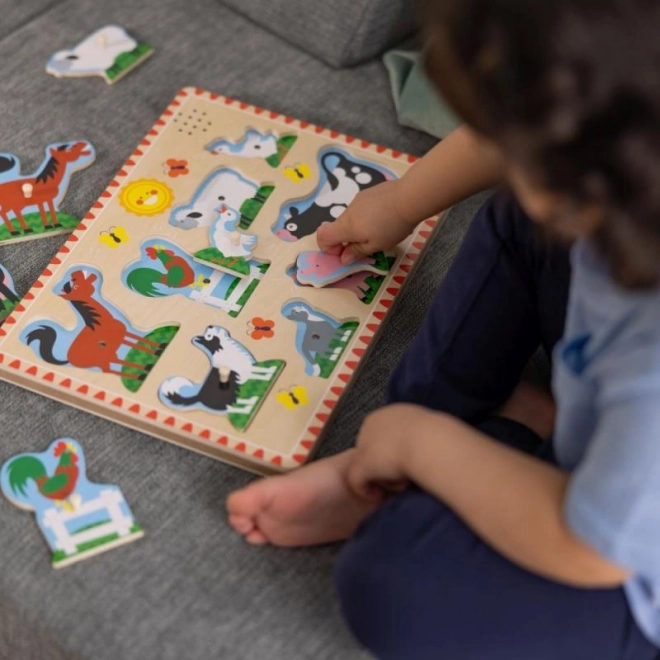 Melissa & Doug puzzle din lemn cu sunete