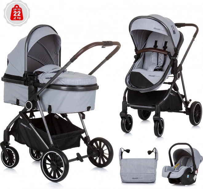 Chipolino cărucior combinat Aura 2v1 Ash Grey