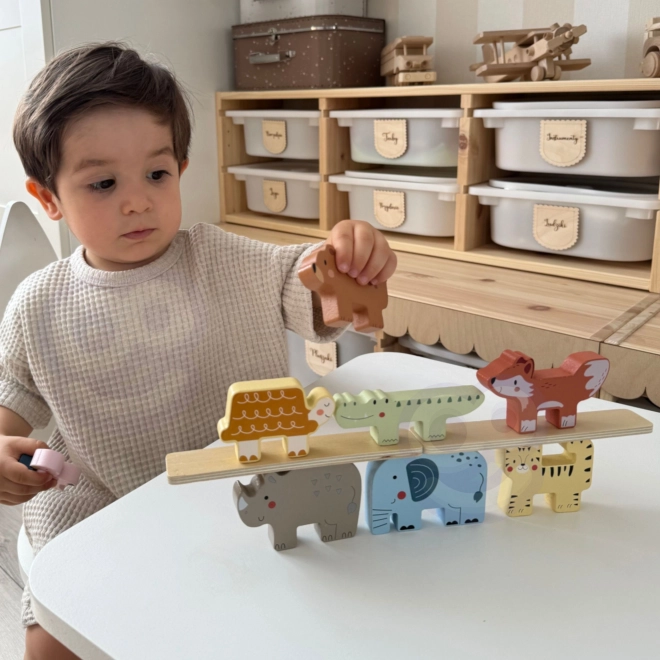 Cuburi din lemn animăluțe Montessori 9 buc de la Tooky Toy