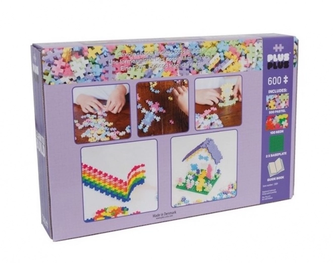 Set PlusPlus Mini Mix 600 piese pastel/neon cu 2 plăci constructive