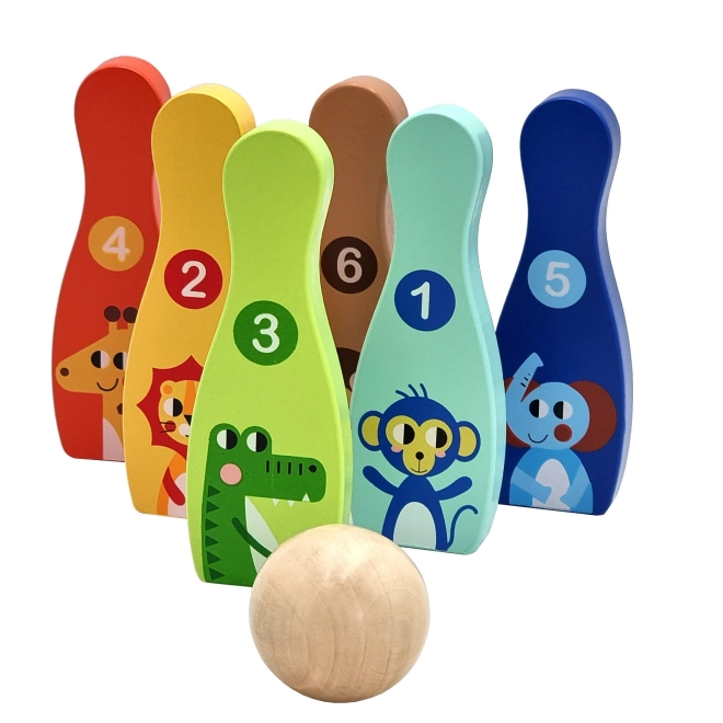 Set de bowling din lemn pentru copii Tooky Toy