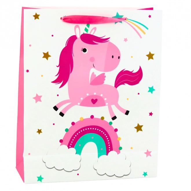 Pungă cadou pentru copii unicorn roz curcubeu