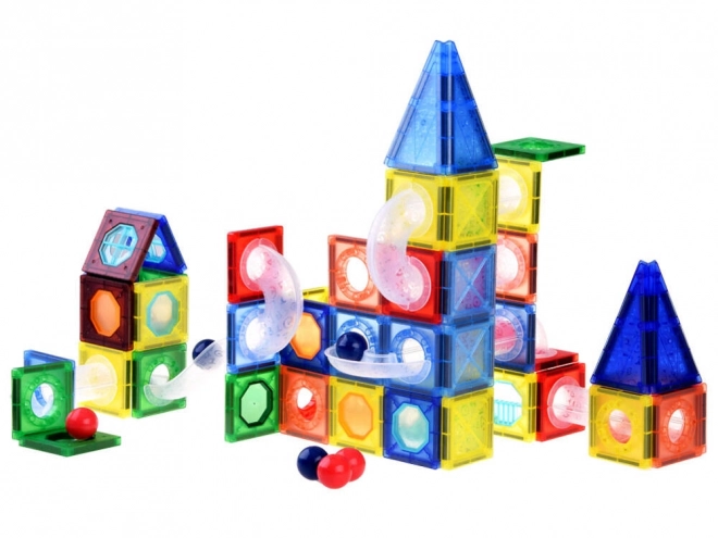 Set de construcție magnetic pentru piese de traseu cu bile ZA4719 - 123 piese