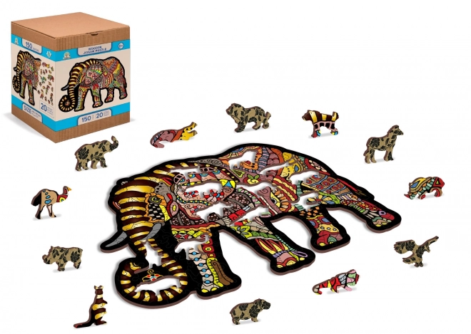 Puzzle din lemn magic WOODEN CITY elefant