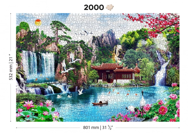 Puzzle din lemn Cascadele în grădina japoneză