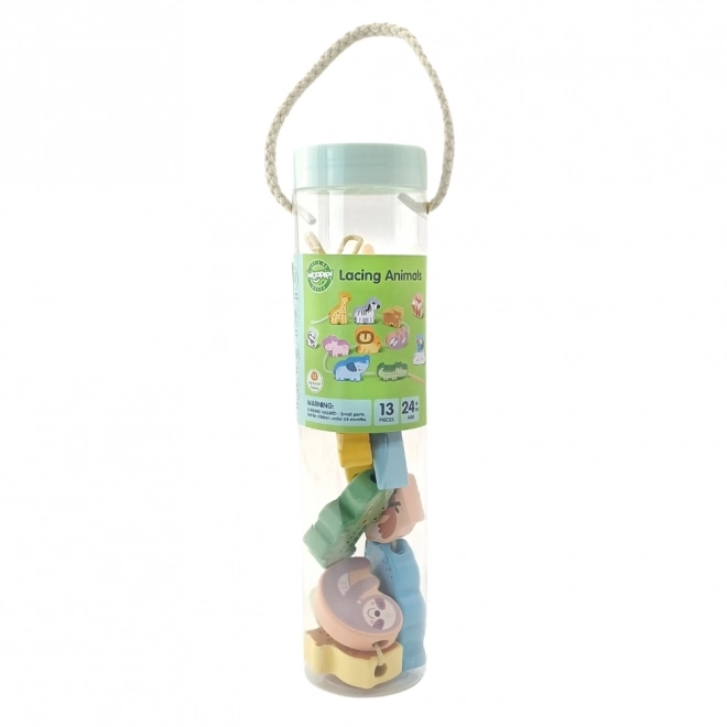 Joc din lemn pentru împletire animale de la zoo Woopie Green
