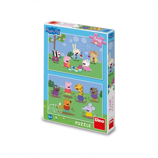 Puzzle DINO Peppa Pig și prietenii 2x48 piese