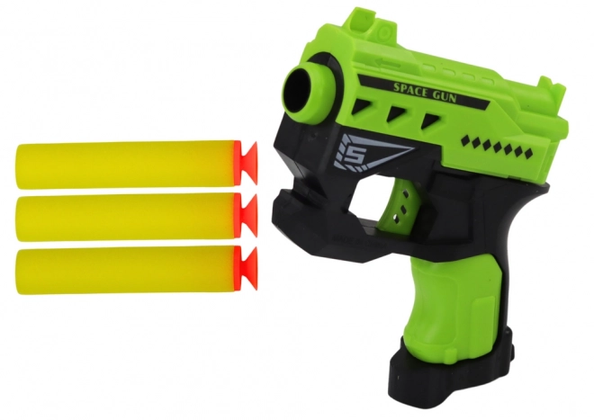 Mini pistol cu săgeți din spumă cu ventuze verde