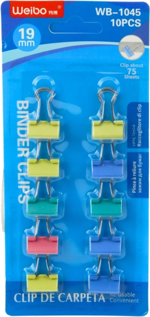 Set de cleme de birou colorate 19 mm 10 buc