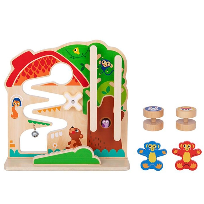 Tablă Montessori din lemn cu labirint Tooky Toy