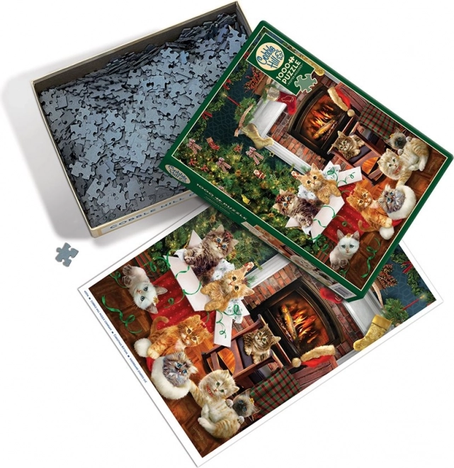 Puzzle Cobble Hill pisicuțe de Crăciun 1000 piese