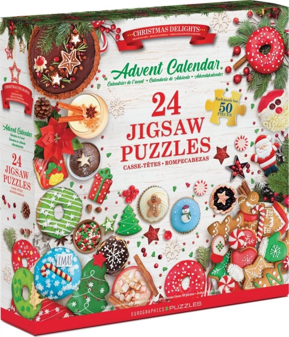 Calendar advent puzzle eurographics: bunătăți de Crăciun 24x50 piese