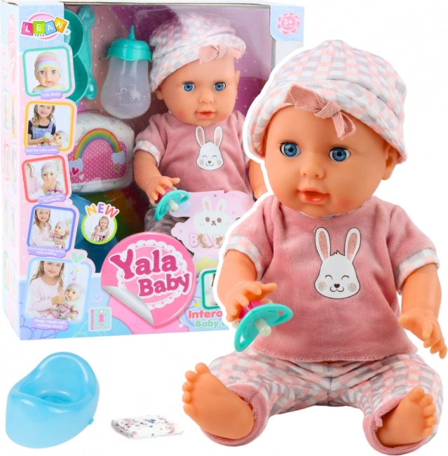 Păpușă Bebeluș care Udă Roz cu Accesorii și Sunete 35 cm