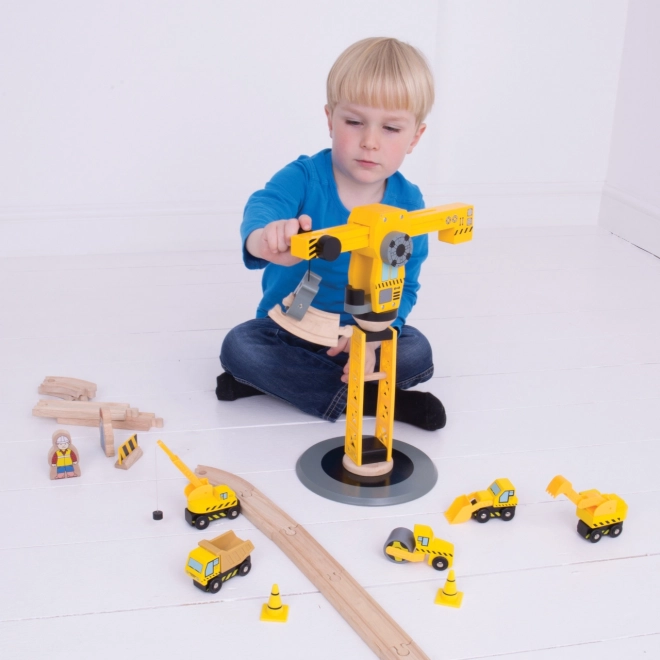 Jeřáb și mașini de construcții Bigjigs Rail