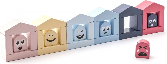 Cubika Pastel căsuțe colorate – joc de construcție din lemn, 30 piese