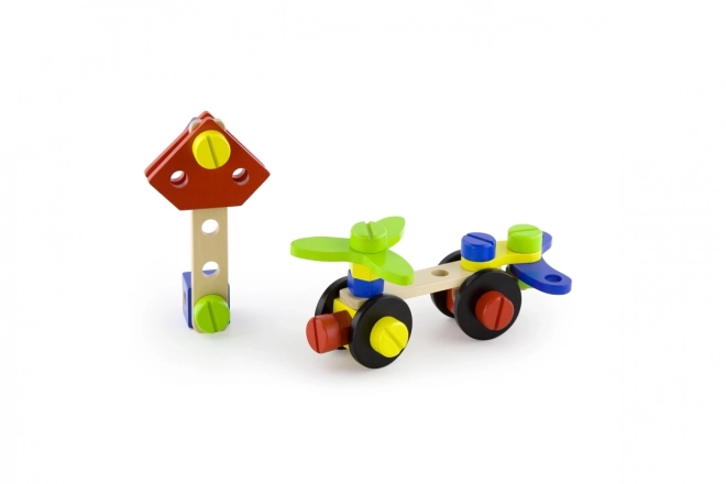 Set de construcție din lemn - 68 piese