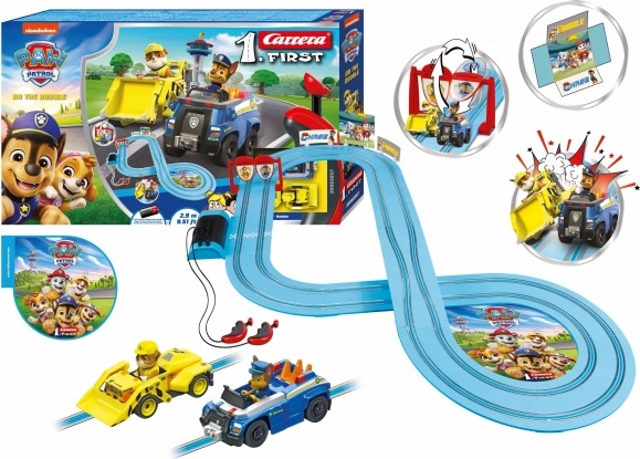 pistă auto carrera first patrula cățelușilor 2,9 m set chase și rubble
