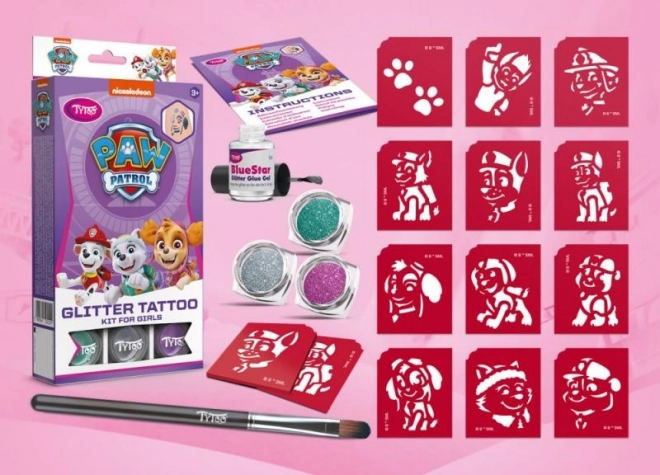 set tatuaje temporare cu sclipici pentru fete Paw Patrol