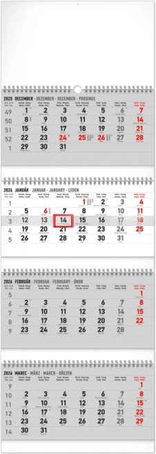 Calendar de perete pentru 4 luni pliabil 2026
