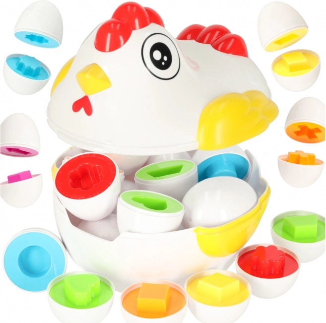 Puzzle educativ Pui cu sorter pentru forme de ouă