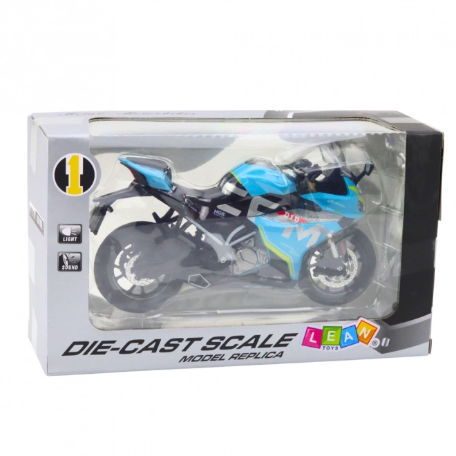 Motocicletă sport metalică albastră 1:12