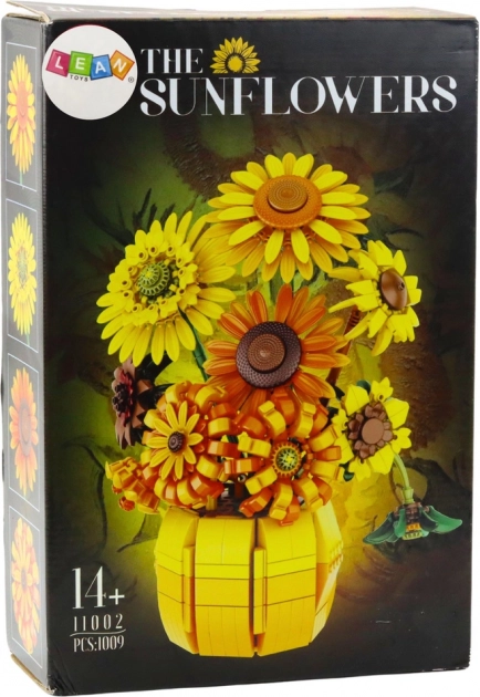 Set de construcție buchet de floarea-soarelui în vază, 1009 piese