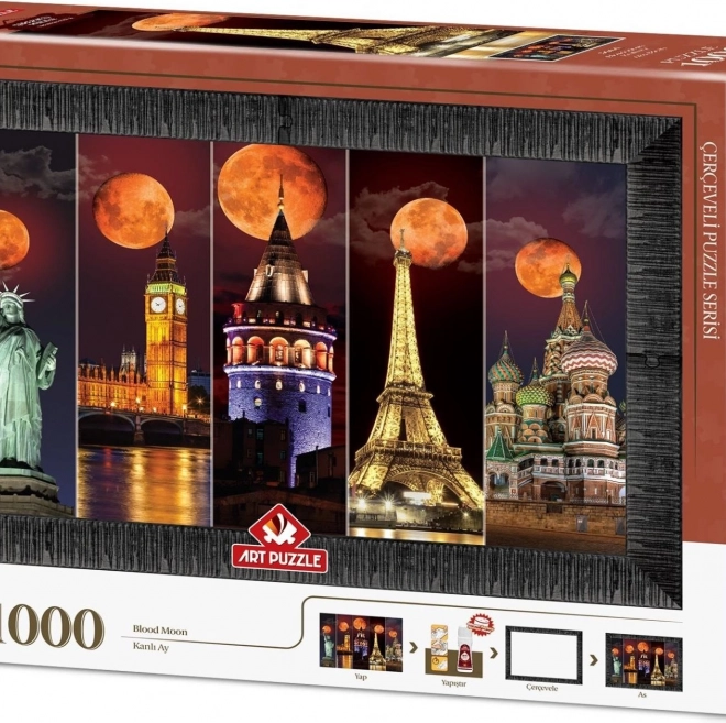 Puzzle cu ramă și lipici 3în1 Luna Sângerie 1000 piese