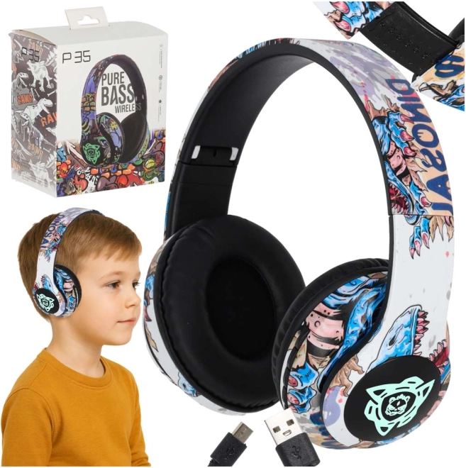 căști bluetooth wireless over-ear cu iluminare rgb și micro sd