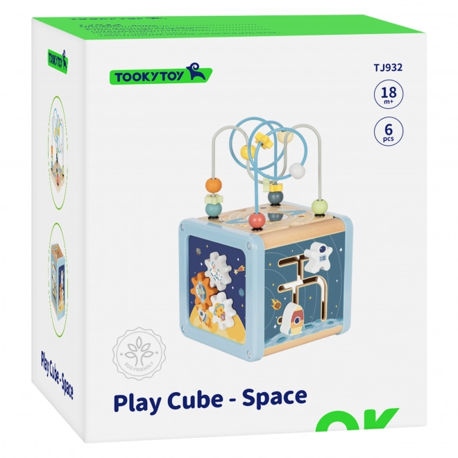 Cub de Activități din Lemn Tooky Toy Spațiu Sortator Labirint